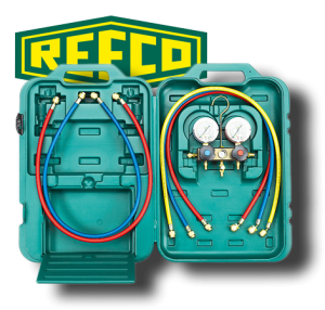 Manifold gauge 2-way - REFCO - R32, R22, R407C, R410A  with Charging hoses and Plastic box BM2-3-DC-CLIM