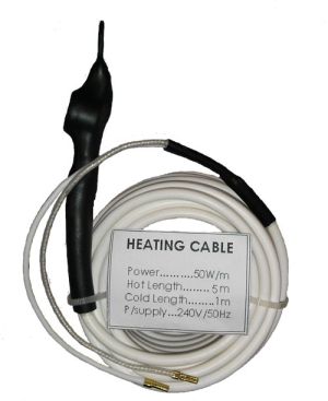 Heating cable with thermostat, flexible 1m. cold zone and 5m. hot zone (E)